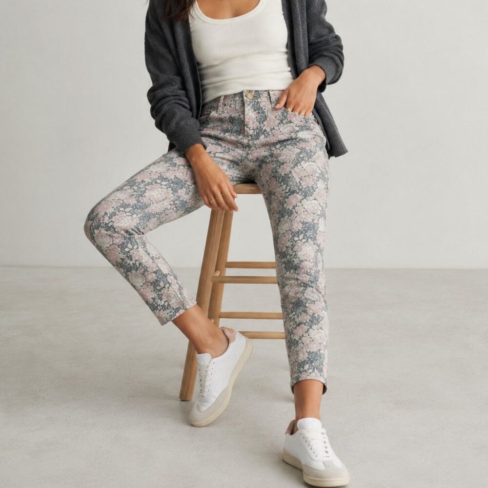 Anthropologie Current/Elliott The Stiletto Mid-Rise Skinny Cropped Jeans, sz 28